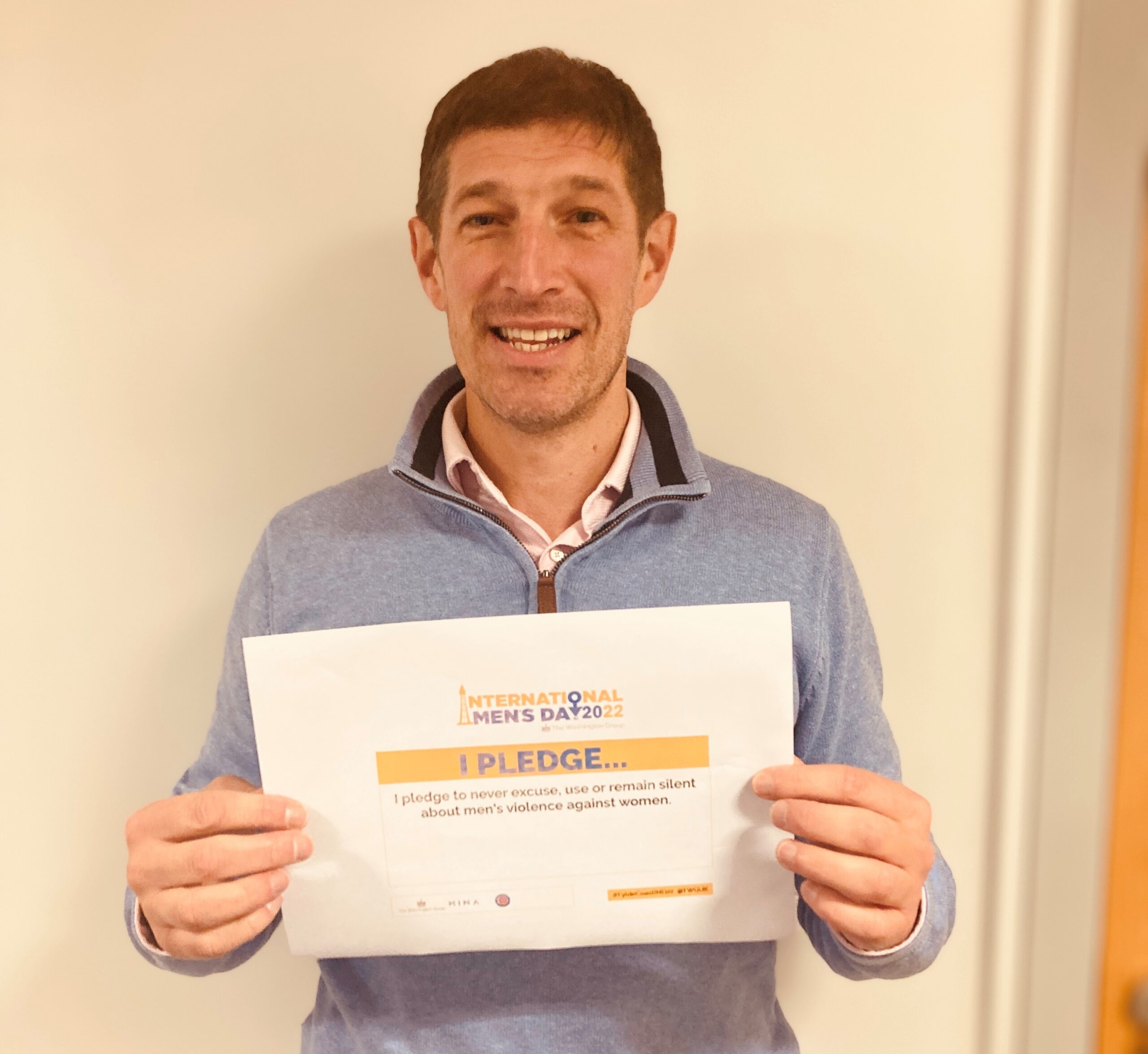 Andy Charles of Blackpool Pride of Place holding his pledge